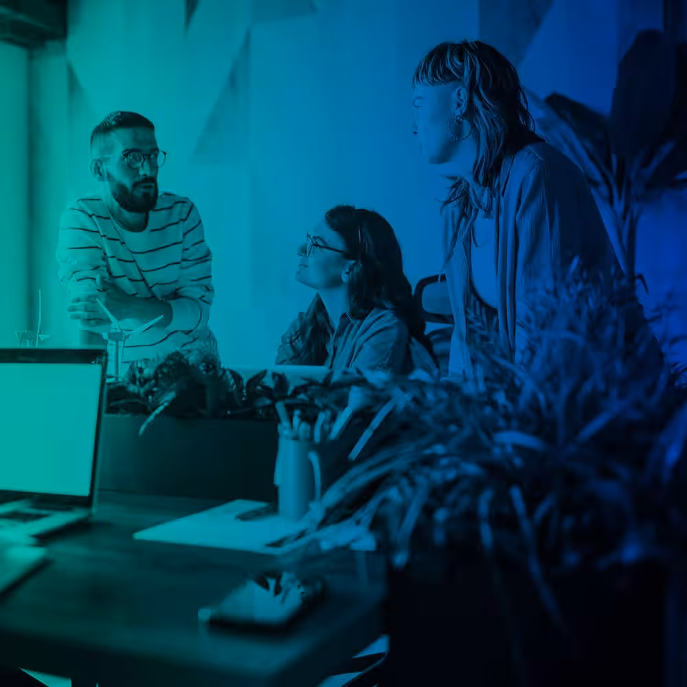 Group discussion in a modern workspace.